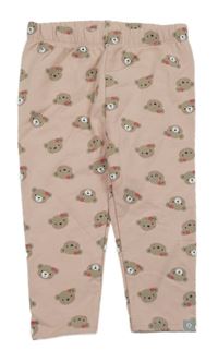 Starorůžové teplákové zateplené legíny s medvídky Liegelind