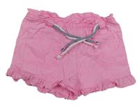 Růžové paper bag plátěné kraťasy s volánky Blu Kids