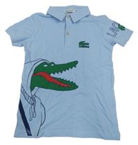 Svělemodré polo tričko s krokodýlem a logem Lacoste 