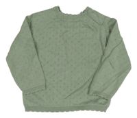 Olivový perforovaný svetr H&M