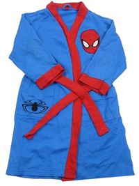 Modrý teplákový župan Spiderman s červeným lemem Mothercare