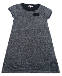 Černé třpytivé svetrové šaty s mašlí Bluezoo