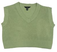 Zelená pletená crop vesta New Look