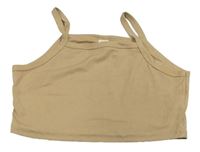 Hnědý žebrovaný crop top Shein