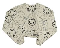 Smetanová crop mikina se smajlíky H&M