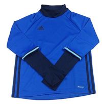 Safírovo-tmavomodré sportovní funkční triko se stojáčkem Adidas