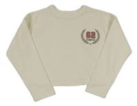 Smetanové žebrované crop triko s číslem