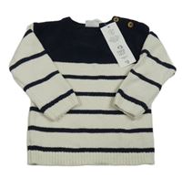 Nové - Tmavomodro-světlebéžový svetr s pruhy F&F