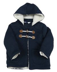 Tmavomodrý zateplený propínací svetr s kapucí Lupilu