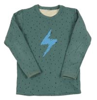 Zelená vzorovaná zateplená mikina s bleskem