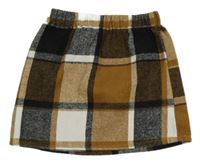 Hnědo-černo-bílá kostkovaná sukně PatPat