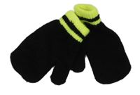 Nové - Černé palcové rukavice s neonovými pruhy F&F