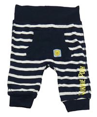 Tmavomodro-bílé pruhované tepláky s nášivkou - Pú Disney