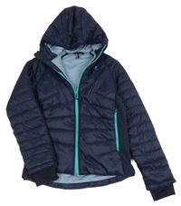 Tmavomodrá šusťáková zimní funkční bunda s kapucí Quechua