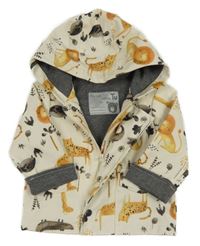 Krémová nepromokavá jarní bunda se zvířaty a kapucí Tu