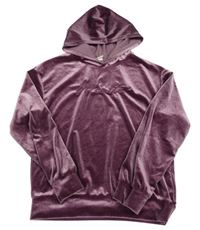 Fialová sametová mikina s nápisem a kapucí Shein