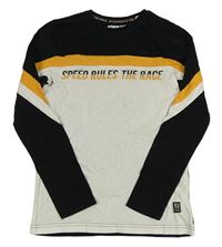 Bílo-černo-hořčicové triko s nápisem C&A