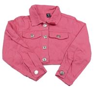 Tmavorůžová riflová crop bunda Shein