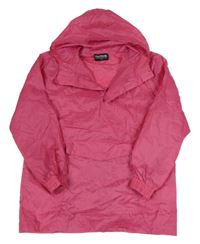 Fuchsiová šusťáková bunda s kapucí