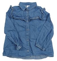 Modrá halenka riflového vzhledu s volánky H&M