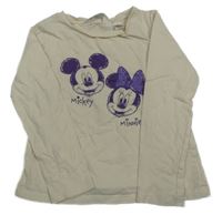 Béžové triko s Minnie a Mickeym H&M