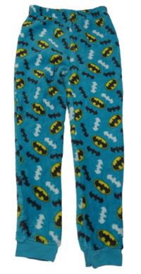 Modrozelené chlupaté pyžamové kalhoty s logy Batmana