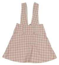 Růžovo-smetanová kostkovaná sukně s kšandami River Island