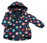 Tmavomodrá puntíkatá šusťáková zimní bunda s kapucí Name it