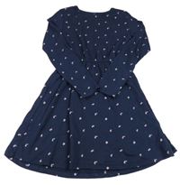 Tmavomodré květované teplákové šaty Yigga