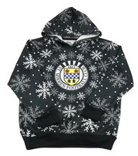 Černá mikina s vločkami a kapucí