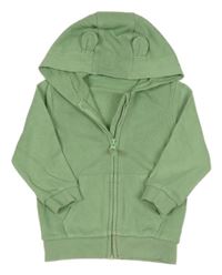 Zelená propínací mikina s kapucí s oušky George