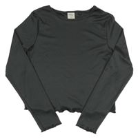 Antracitové žebrované crop triko