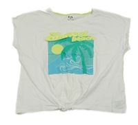 Bílé crop tričko s palmou C&A