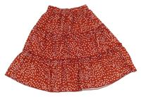 Tmavočervená puntíkatá sukně s volánky Shein