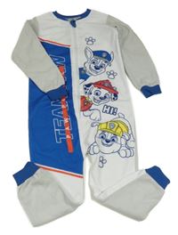 Bílo-modro-světlešedý fleecový overal s Paw Patrol Nickelodeon