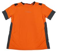 Neonově oranžovo-tmavošedé sportovní funkční tričko Kipsta