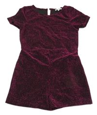 Černo-fuchsiový třpytivý slavnostní kraťasový overal Bluezoo