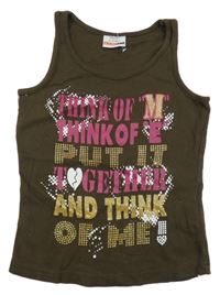 Tmavohnědý top s nápisem CrashOne