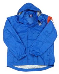 Modrá šusťáková sportovní bunda s kapucí 