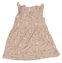Světlerůžové bavlněné šaty s králíky H&M