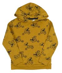 Okrová vzorovaná mikina s dinosaury a kapucí H&M