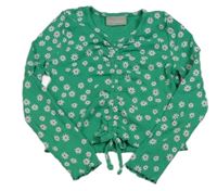 Zelené žebrované crop květované triko zn. Matalan