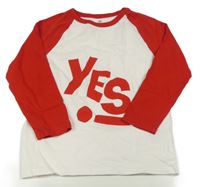 Bílo-červené triko s nápisem H&M