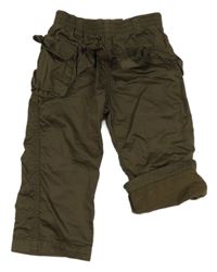 Hnědé plátěné kalhoty s volánkem 