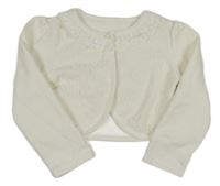 Bílé mikinové propínací bolerko s krajkou 