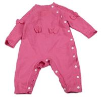 Růžový pletený overal s mašličkami Shein