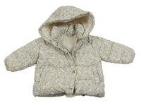 Béžová květovaná šusťáková zimní bunda s kapucí George