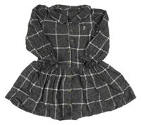 Tmavošedo-bílé kostkované melírované propínací úpletové šaty s límečkemGeorge