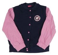 Tmavomodro-růžová propínací mikina s Barbie 