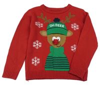 Červený svetr se sobem St. Bernard